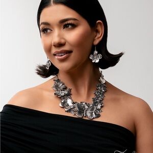 Paparazzi Silver Butterfly and Floral Necklace Set